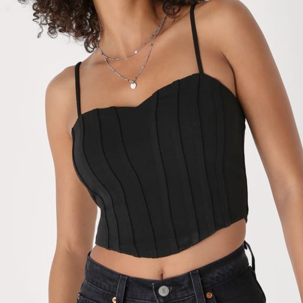 Lulus Cropped Black Bustier Top 🖤 - NEW NWT